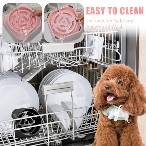 2 Pack Slow Feeder Dog Bowls for Small Dogs (Small / Black and Pink)