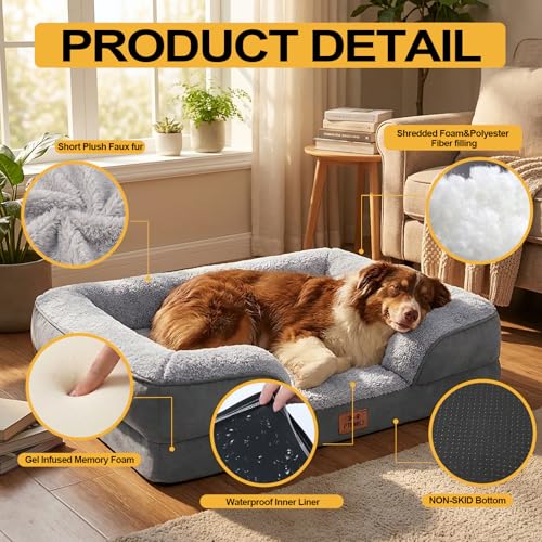Orthopedic Dog Bed Medium Size Dog (Grey / 30.0" L x 20.0" W x 6.3" Th)