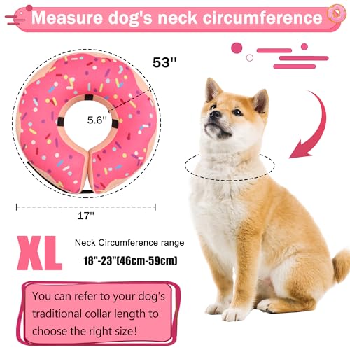 Inflatable Cone Collar for Large Medium Small Dogs (Pink / XL（neck 18"-23"）)