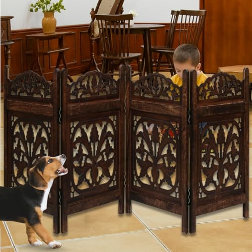 Dog Gate Wooden Free Standing Gate (Burnt / 72"x24" Gamla 4 Panels)