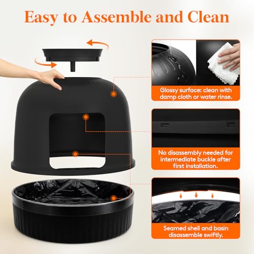 Hidden Plant Cat Litter Box with Plastic Scoop& Litter Liner (Black)
