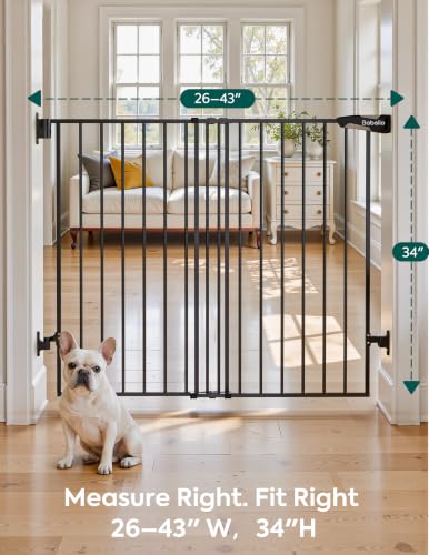 Baby Gate for Stairs (Black / 34" H, 26-43" W-Standard 2 Pcs)
