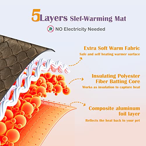 Self Warming Cat Bed Self Heating Cat Mat Thermal Pet Bed Mat Self (27.6"L x 18.8"W x 0.5"Th / Coffee)