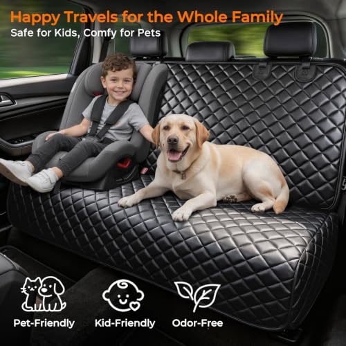 Dog Car Seat Cover for Back Seat (Matte Black / Large (54" W x 51" L))