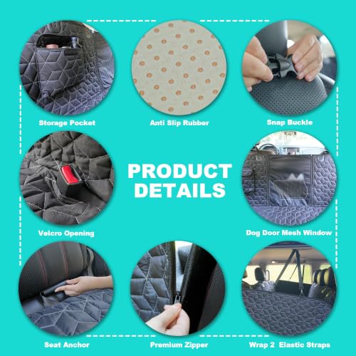 Dog Car Seat Cover for Back Seat (Large-56.5" / Hammock-Black)