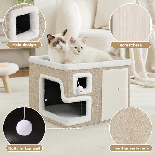 Cat Houses for Indoor Cats (Khaki‌ / Large)