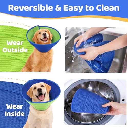 Soft Dog Cone Collar to Stop Licking After Surgery (Blue / S)