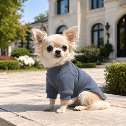 Ribbed Dog T Shirt Cotton Knitted Dog Sweaters for All Season Pet T (3XL (for Large Dog) / Grayish blue)