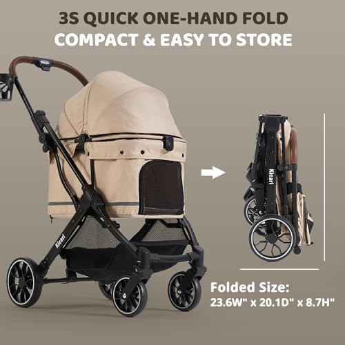 All Terrain Dog Stroller for Small to Medium Dogs (Vanilla Beige)