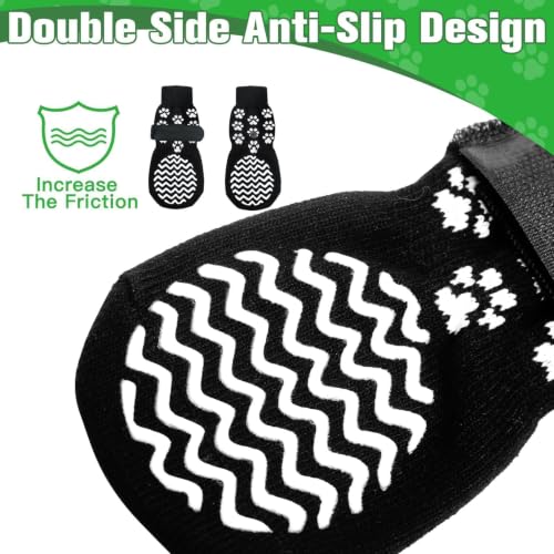 Anti Slip Dog Socks to Prevent Licking Paws for Hot Pavement (Black / Medium)