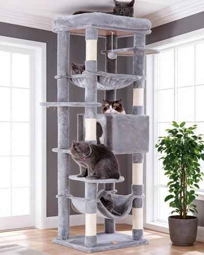 Cat Tree for Large Cats 20 lbs (Light Gray / 69 inch)