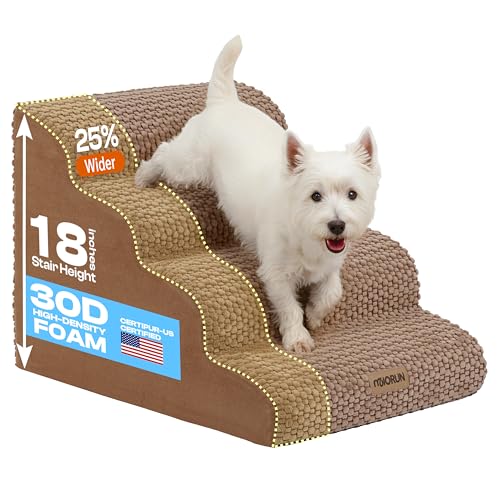 Extra Wide Dog Stairs for Bed and Couch (Coffee / Up To 50 Lbs)