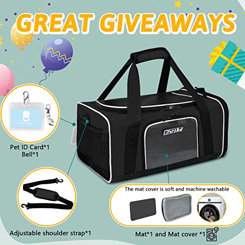 Small Pet Carrier 17" L x 12" W x 8.5" H Airline Approved (17.0"L x 12.0"W x 8.5"H / Black)