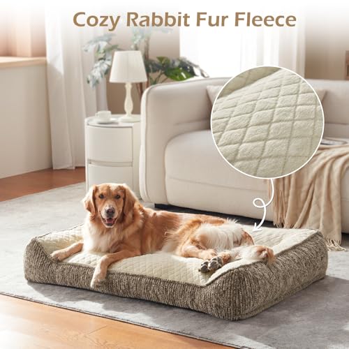 XL Orthopedic Dog Bed for Large Dogs (XL Plus(45"L x 32"W x 9.5"Th) / Beige)