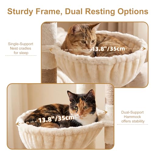 68.1" Cat Tree with Oversized Top Platform & Wide Base HCT059MJ (Beige / 68.1 inch)