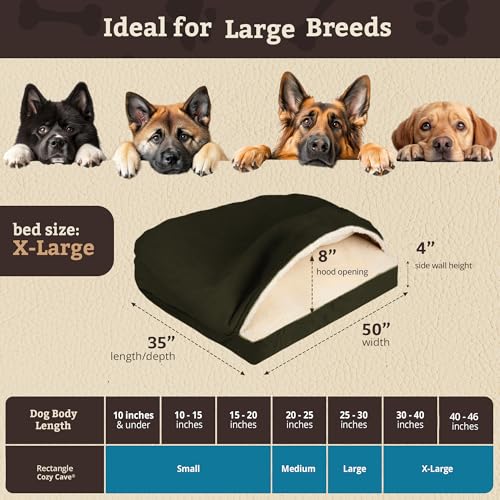 Rectangle Cozy Cave Dog Bed (Olive / Extra Large)