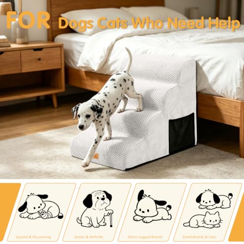 High Density Foam Dog Steps 4 Tiers (White / 28.5*15.7*20.5)