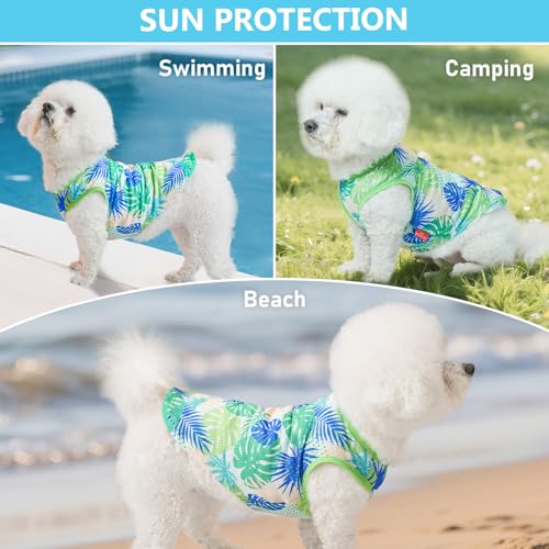 2Pack Dog Shirts for Small Dogs Breathable Mesh Tank Top (Medium (7-13lbs) / 2# 2Pack (Hawaii+Green))