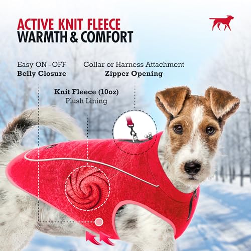 Insulated Fleece Sweater for Dogs (Small / Heather Red)