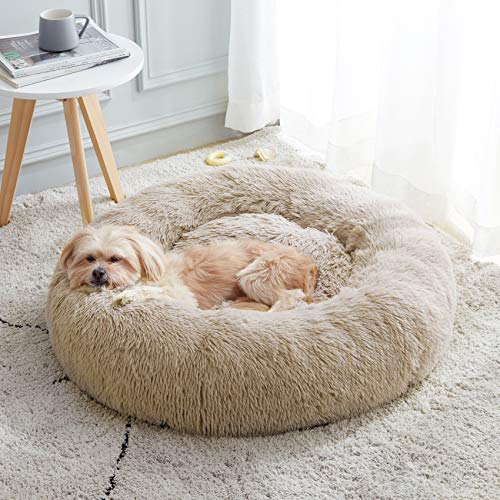 Western Home Calming Donut Small Medium Pet Dog Bed Washable (Brown / 27.0"l x 27.0"w x 8.0"th)