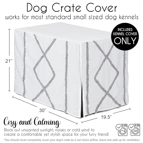 30in. Small Medium Dog Crate Cover (Grey Fringe / 30.0"L x 21.0"W x 19.5"H)