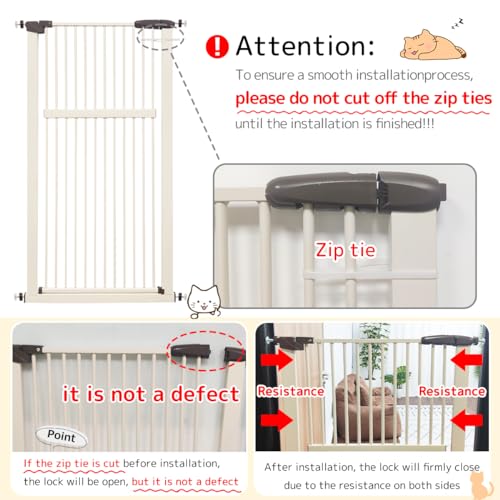 55.12" Extra Tall Pet Gate for Cat Dog 30.12" (55.12" H-cream / 30.12"-38.38" W)