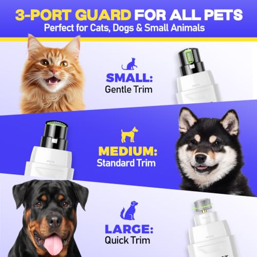Whisper Quiet Dog Nail Grinder 50%More Power for Sensitive Dogs (White)