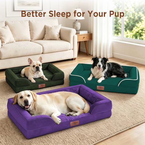 Waterproof Orthopedic Dog Bed for Extra Large Dogs (42.0"L x 30.0"W x 8.5"Th / Deep Purple)