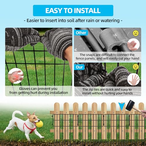25 Panels Garden Fencing Animal Barrier (25 Panels, 17 in(H) X 27 ft(L), Black)