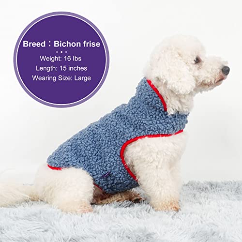 Sherpa Dog Coat Reversible Dog Jackets for Medium Dogs (X-Large (22-28lbs) / Blue)