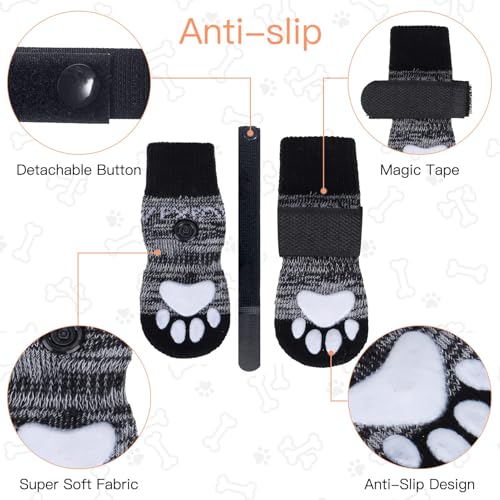6PCS Anti Slip Dog Socks to Prevent Licking Paws (XX-small (6 Count) / Grey)
