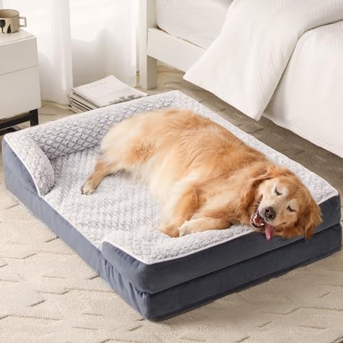 Orthopedic Dog Beds for Large Dogs (Deep Grey / 42"L x 30"W x 7"Th)
