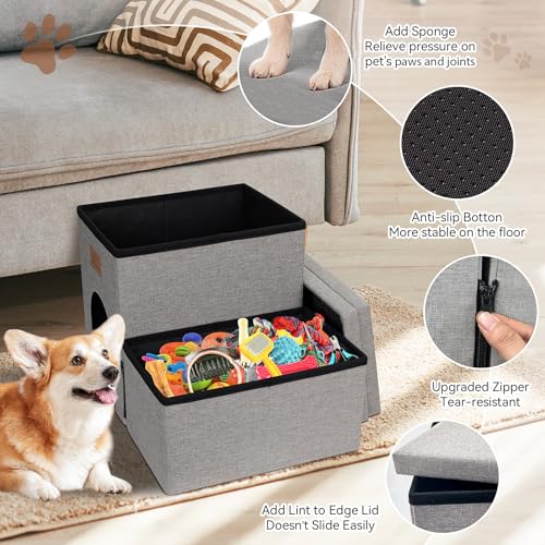Dog Stairs with Storage (Grey With Condo / 2)