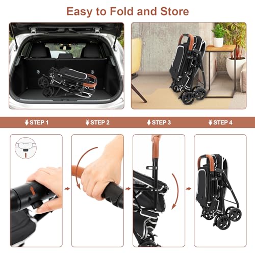 Double Pet Stroller for 2 Dogs & Cats (Black)