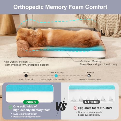 Microsuede Dog Bed Orthopedic Washable (Microsuede Style-Khaki / M(35"x23"x3"))