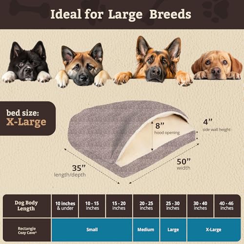 Rectangle Cozy Cave Dog Bed (Merlin Linen / Extra Large)