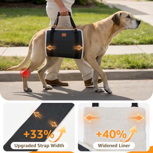 Adjustable Heavy Duty Dog Lift Harness for Giant Dogs Hind Leg Support (Black / XX-Large)