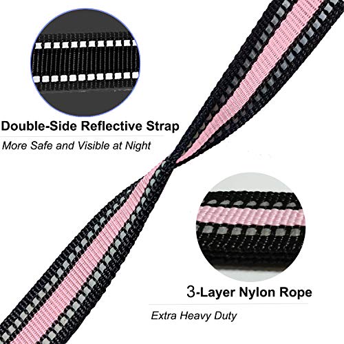 Nylon Short Traffic Leash with Padded Handle (Wide-Pink)