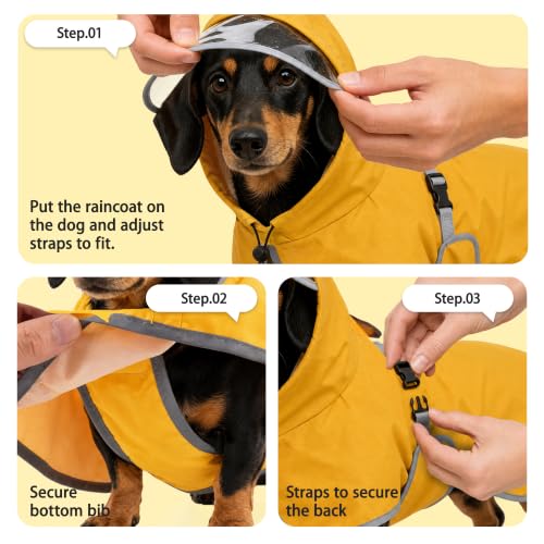 Dog Raincoat Waterproof Reflective Adjustable Hooded Windproof Jacket (M+)