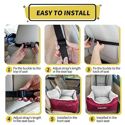 Dog Car Seat for Small Dogs & Cats Under 25 lbs (Red / Small)