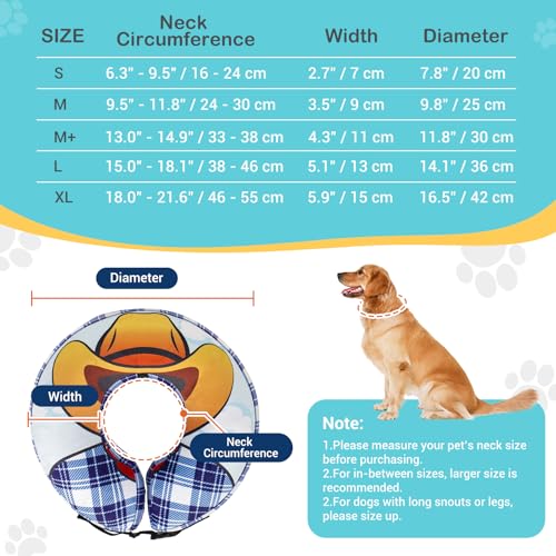 Inflatable Cowboy Dog Cone Collar (M(Neck 9.5"-11.8"))