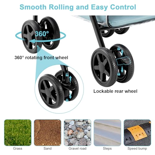 Double Pet Stroller for 2 Dogs & Cats (Light Blue)