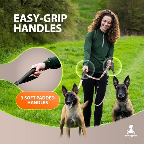 Double Dog Leash for 2 Dogs (Brown)