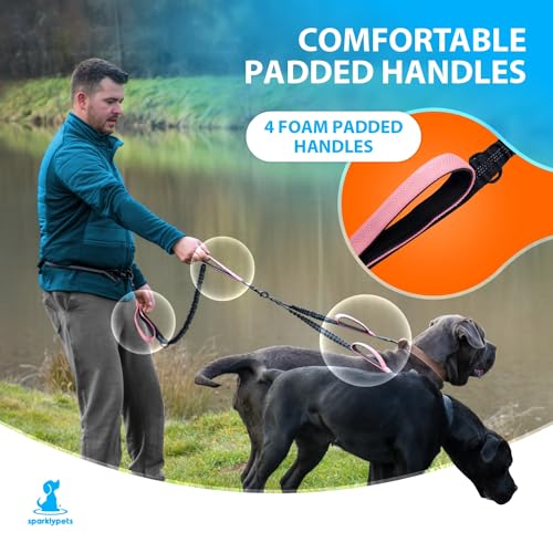 Hands Free Dual Dog Leash (Pink / 2 dogs M/L)