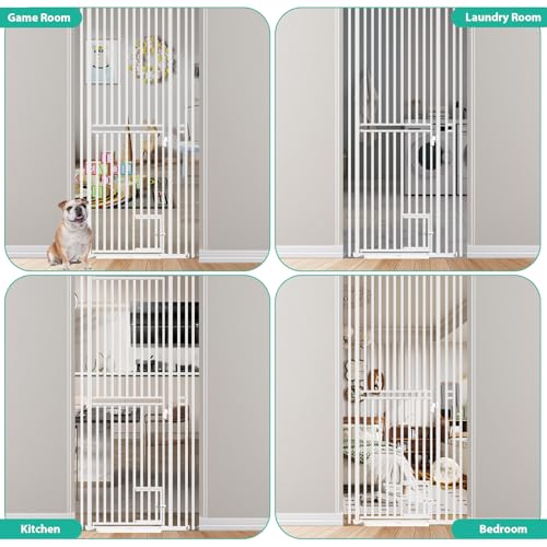 78.7 inch Extra Tall Pet Gates with Cat Door 27.5" ~ 37.4"