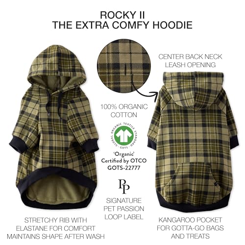 Rocky II Dog Hoodie (Olive Chesterfield Plaid / Medium (20-45 lbs))