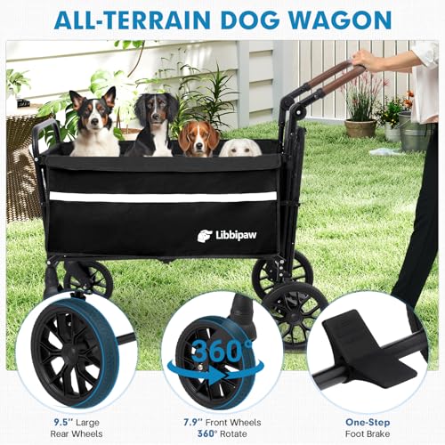 Foldable Dog Wagon for Medium & Large Dogs (Black)