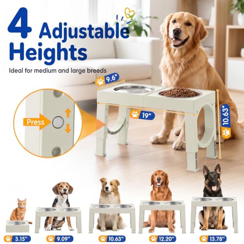 Elevated Dog Bowls Large Breed Raised Dogs Bowl Stand Large (B-White)