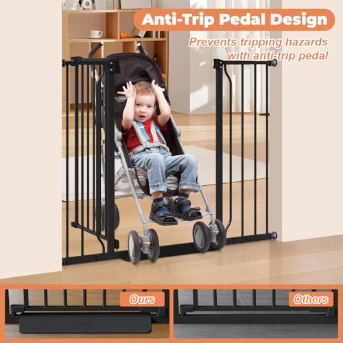 34" Tall Baby Gate No Drilling (Black / 29-45"Wide, 34"Tall)