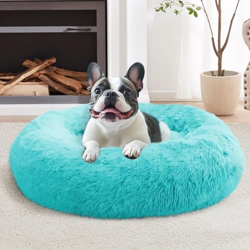 Calming Dog Bed Medium Size Dog (Aqua Blue / 27.0"L x 27.0"W x 8.0"Th)
